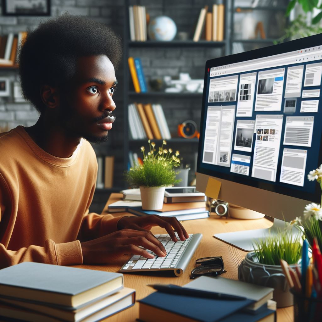 A person conducting research on a laptop, searching for the best local fence contractor for their home improvement project.