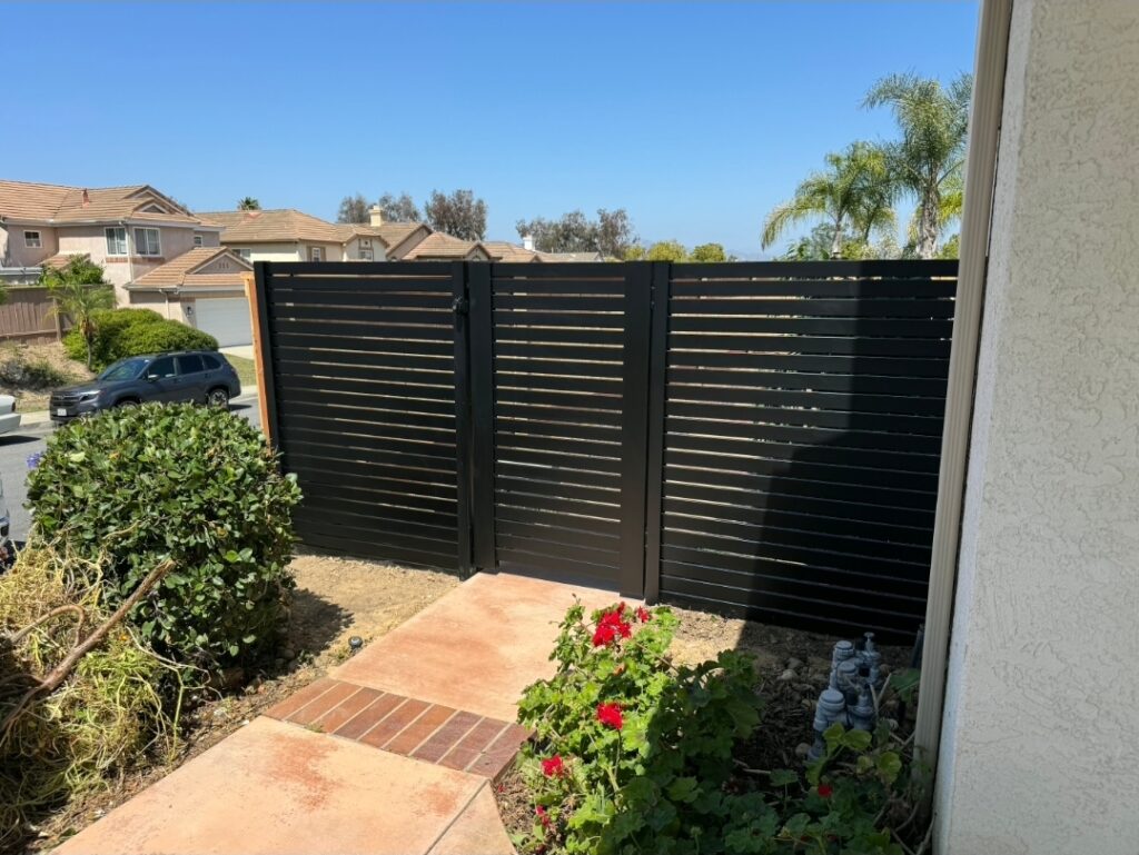 Aluminum privacy fence for zone zero fencing in san diego